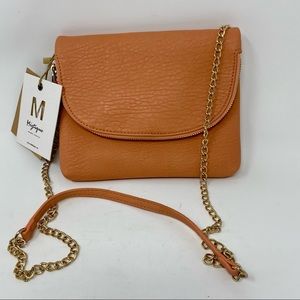 NWT Miztique Crossbody Vegan Leather Multi Function Purse Salmon Chain Strap Sho